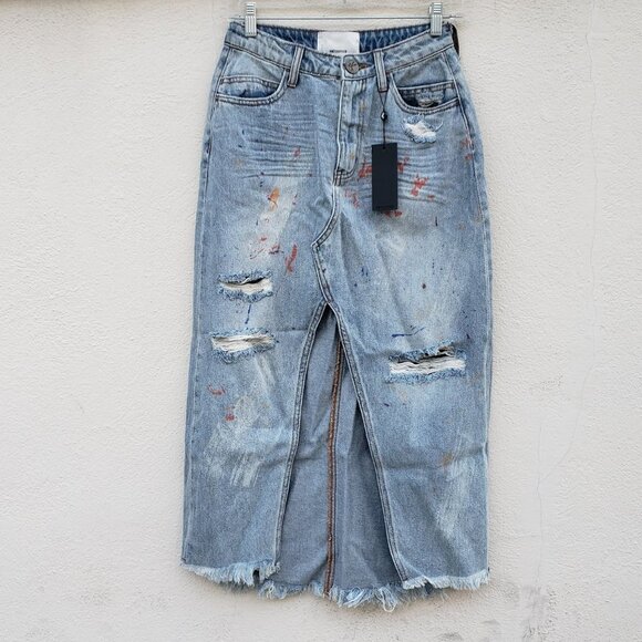 One Teaspoon Rocko Hawaii Denim Maxi Skirt - Picture 4 of 8